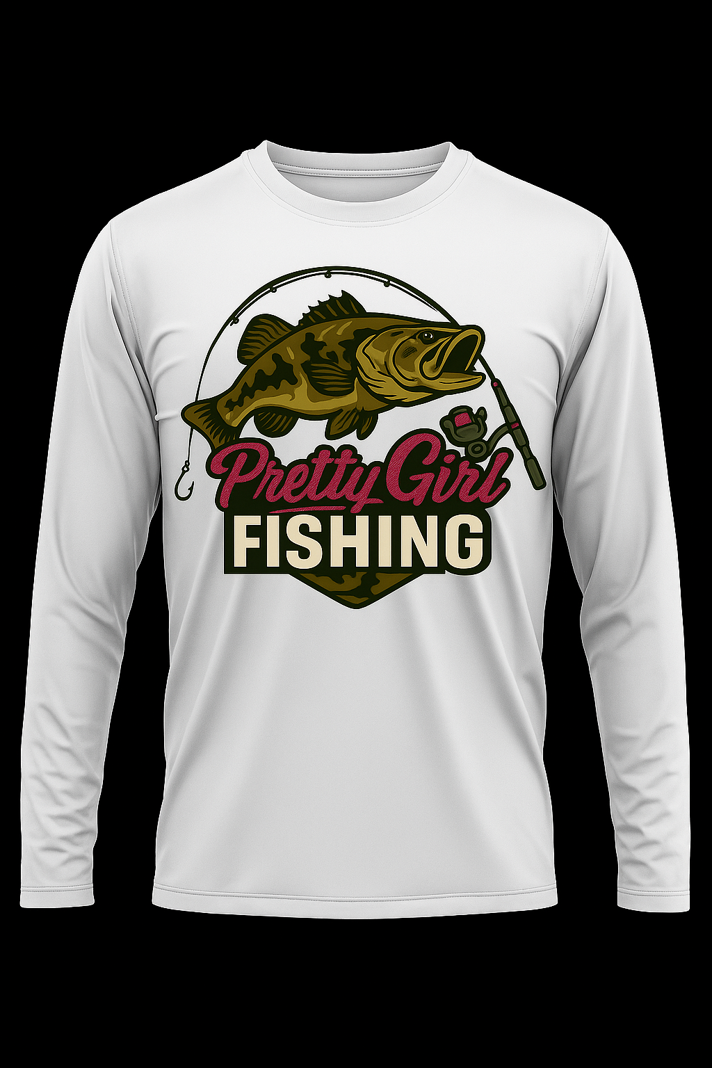 White pretty girl fishing longsleeve