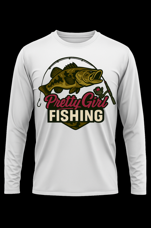 White pretty girl fishing longsleeve